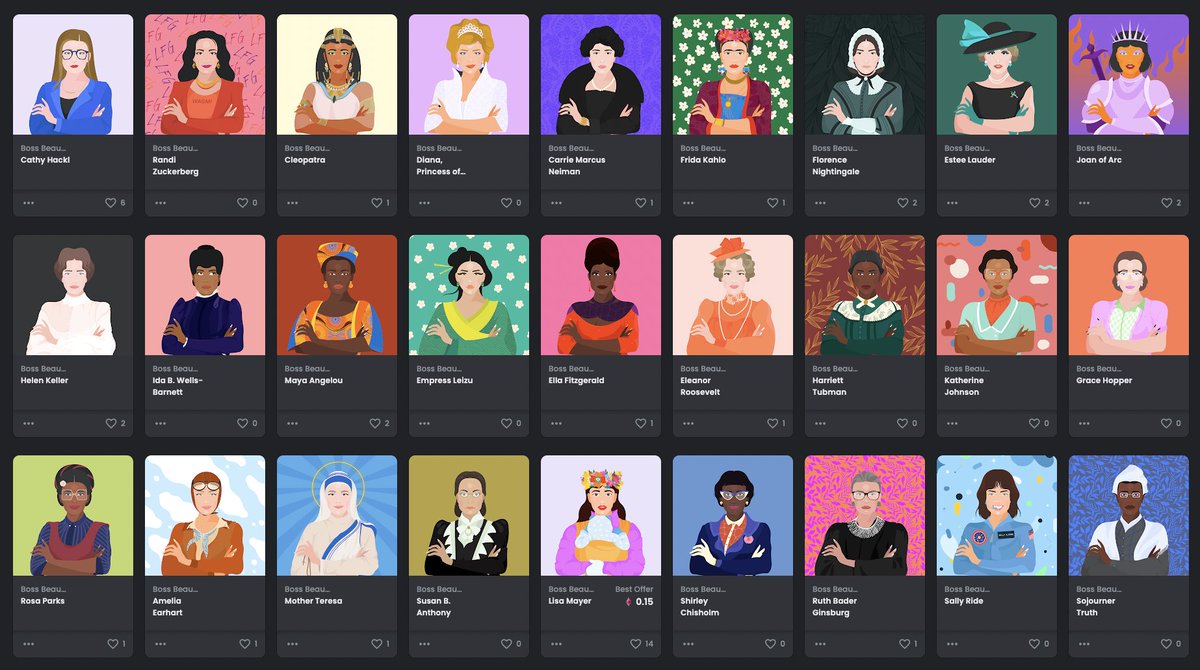 We’re proud to announce our first list of Boss Beauties Role Models! 
💞💓💞

Our official OpenSea Role Models collection can be found here -
opensea.io/collection/rol…

Our Role Models collab with <a href="/Barbie/">Barbie</a> will be revealed on Wednesday to kick off this 4 day auction event!
