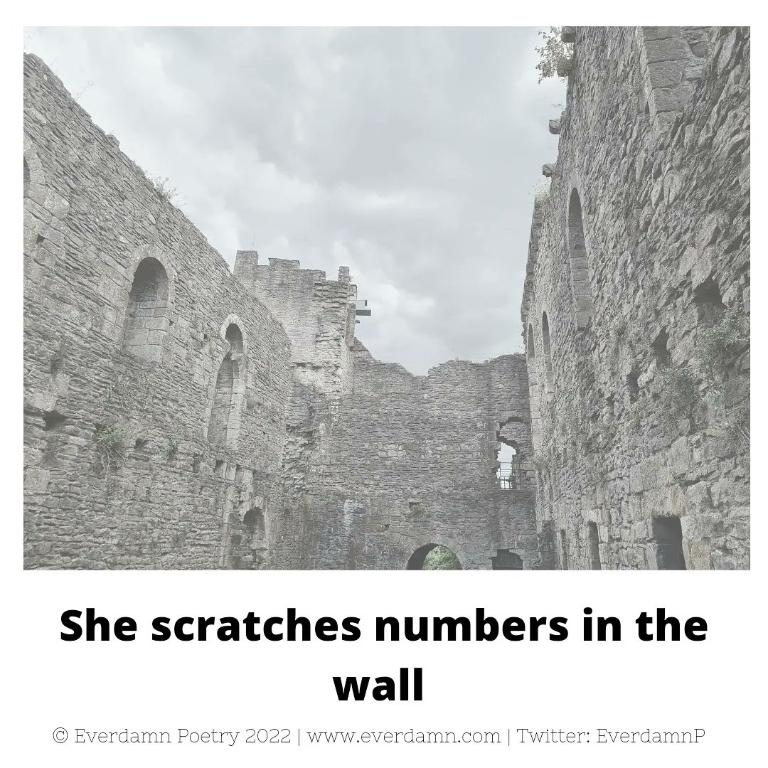 EverdamnP's tweet photo. She scratches numbers in the wall 
© Everdamn Poetry 2022
https://t.co/2ZqAMb2cp9
Instagram:@ever.damn.poetry
Twitter: EverdamnP

#inspiringwriters #poem #poets #poetry  #writerscommunity #writingcommunity #authors  #fellowshipofauthors2 #poetrycommunity #words #poets_community https://t.co/SbxeoG6pek