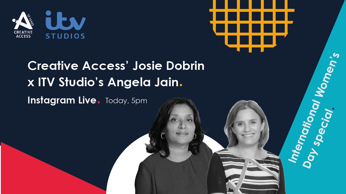 Our interview with <a href="/itvstudios/">ITV Studios</a>' Angela Jain for #InternationalWomensDay is on IG Live, today at 5pm!

She will be joined by <a href="/josiedobrin/">Josie Dobrin</a> as they discuss:

⭐️ #BreakingTheBias in TV
⭐️ #Diversity in TV
⭐️ #Menopause at work

Follow <a href="/_CreativeAccess/">Creative Access</a> on Instagram to watch 📱