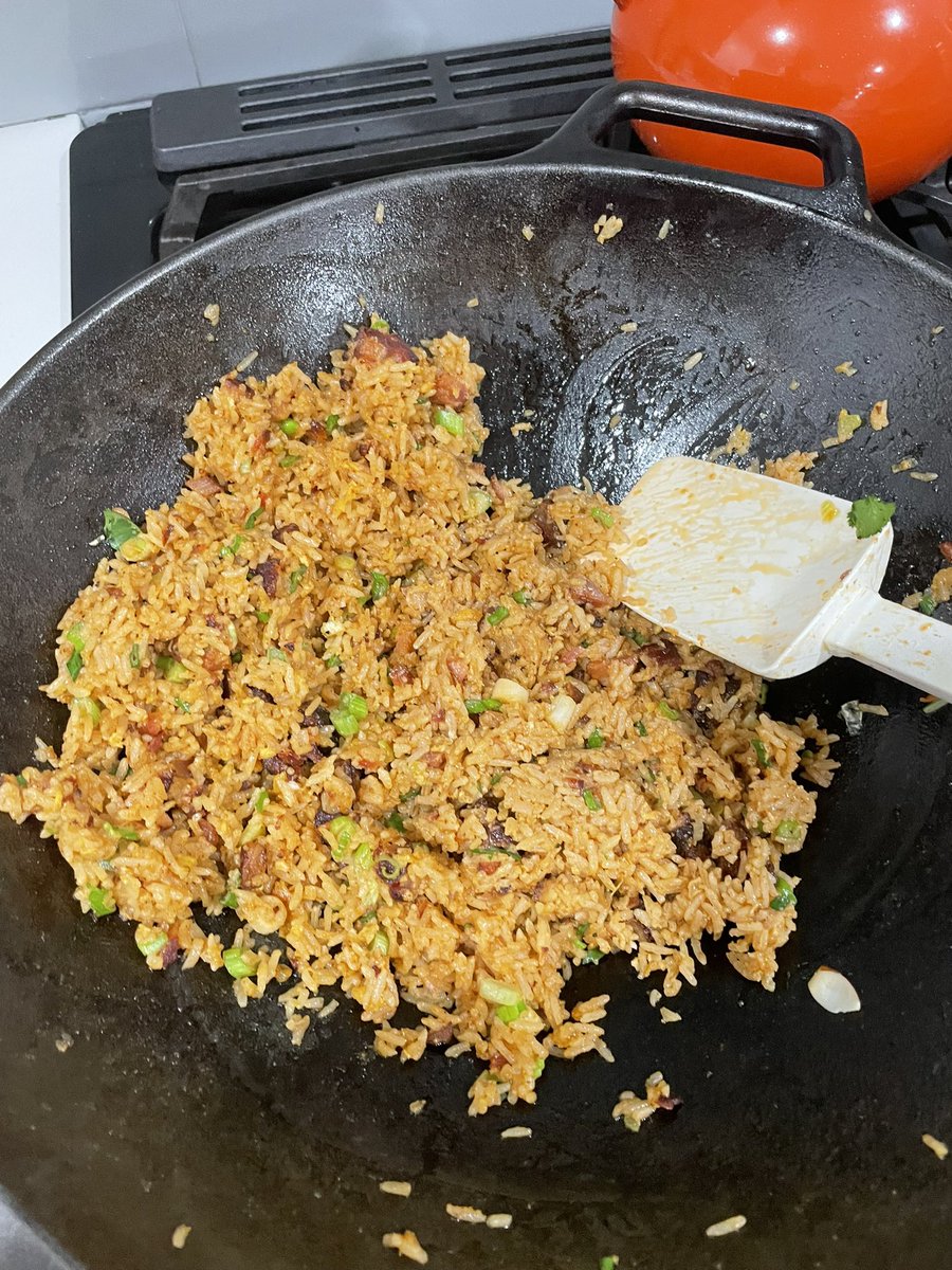 xraysmitty's tweet photo. @MeatChurch  the wife and I tagged team on this one . Pork belly burnt ends … and the fried rice to go with it https://t.co/E4WdLkM20E