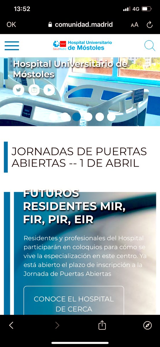 Run4fun4health's tweet photo. El #HOSPITALDEMOSTOLES organizar la jornada de puertas abiertas para futuros residentes. Los interesados pueden inscribirse ya completando el siguiente formulario https://t.co/Huryk6atiJ https://t.co/lgeoVJ8qg8