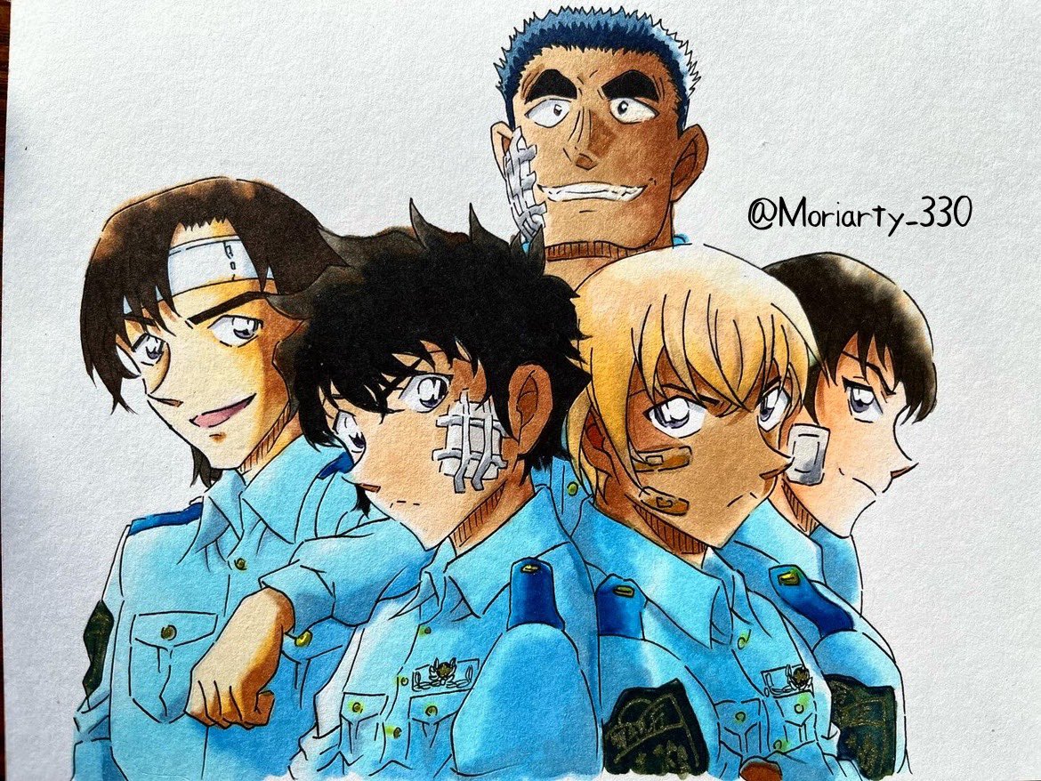 警察学校編】5人組描きました‼︎ 🚓💨 #名探偵コナン #警察学校編 #降