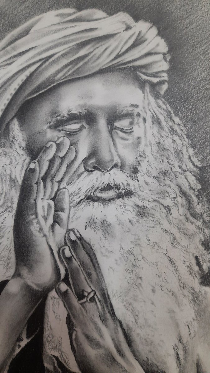 imSolankiDhaval's tweet photo. @SadhguruJV 
Painted by Hardh B. Dave, Age-16 Years, From. Dhrangadhra, Gujarat, With Only Pensil. https://t.co/aCUbKdwZez