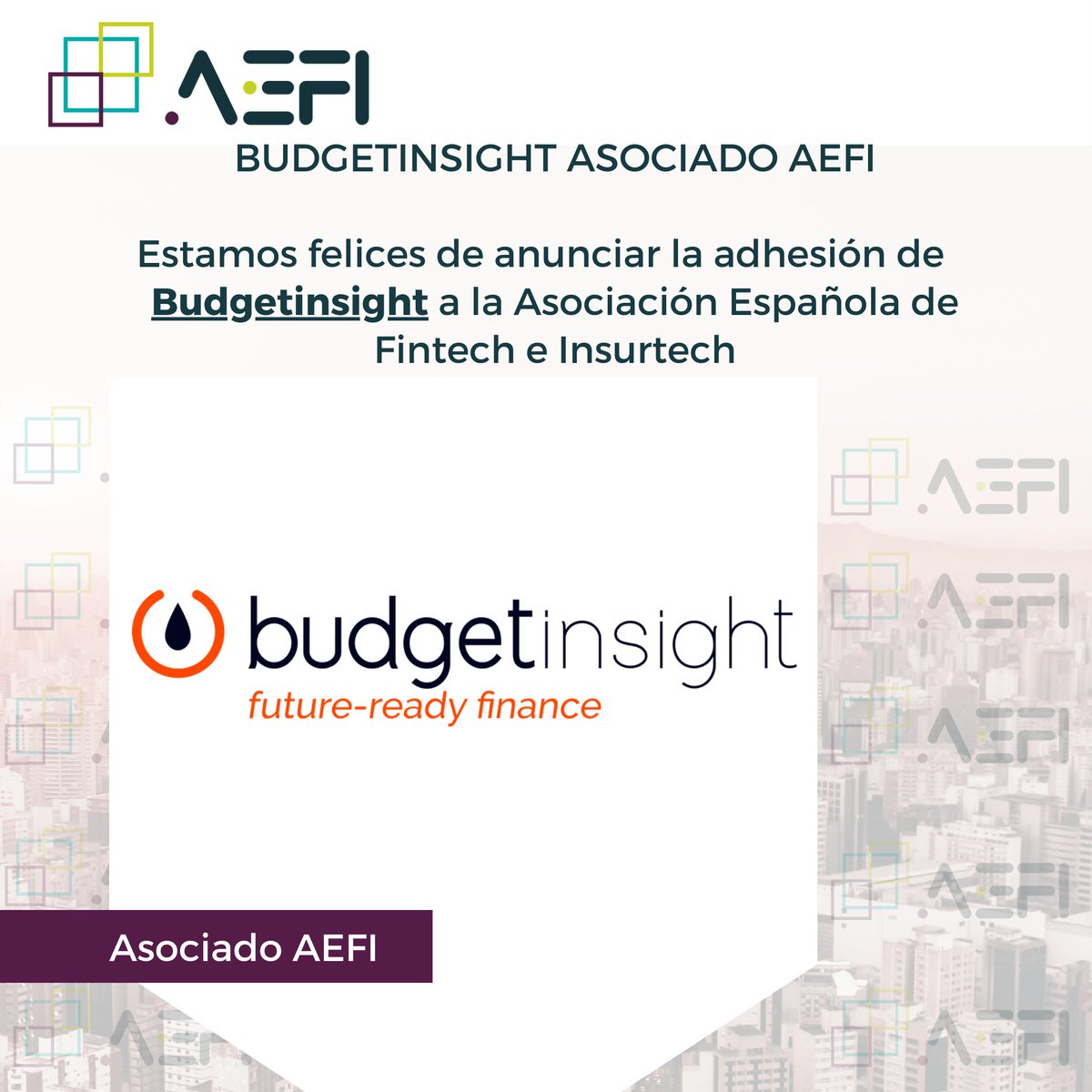 asocfintechins's tweet photo. ¡NUEVO ASOCIADO AEFI !
🚀 ¡Estamos muy felices de contaros que @BudgetInsight se une a la @asocfintechins dentro de nuestra vertical de #InfraestructurasFinancieras!
🔗Web: https://t.co/VwtPVpTDUy
¡Bienvenidos a esta gran familia, equipo!
#Fintech #AEFI #BudgetInsight https://t.co/qLSSXKGVlr