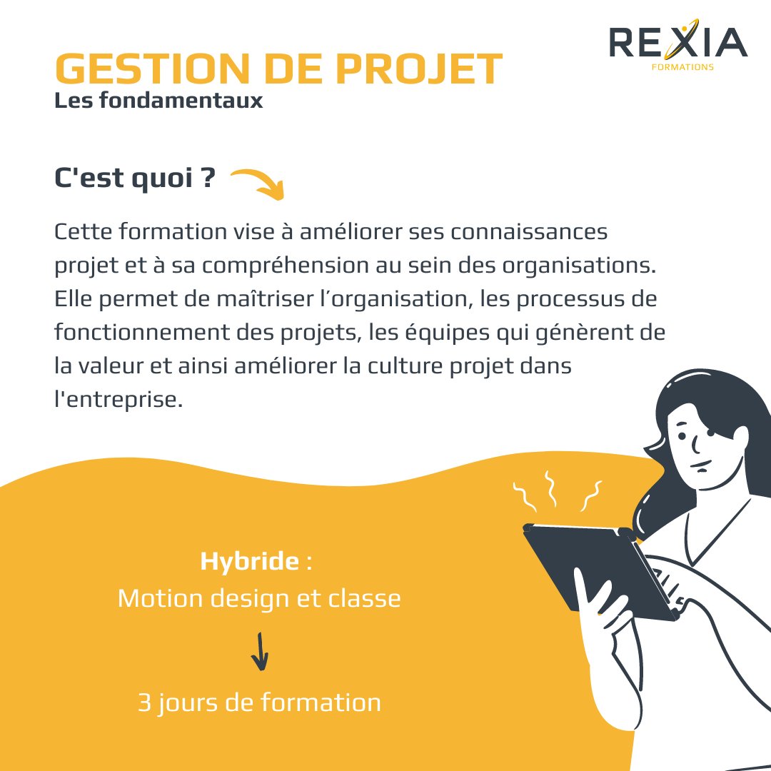 👉Rexia est aussi un organisme de formation ! 

Venez vous former ou former vos équipes à la gestion de projet : formation@rexia.fr

⏰ La prochaine session inter-entreprises aura lieu en mai 2022, à vos calendriers !

💬 Pour plus d'informations : lnkd.in/egqMGemi
