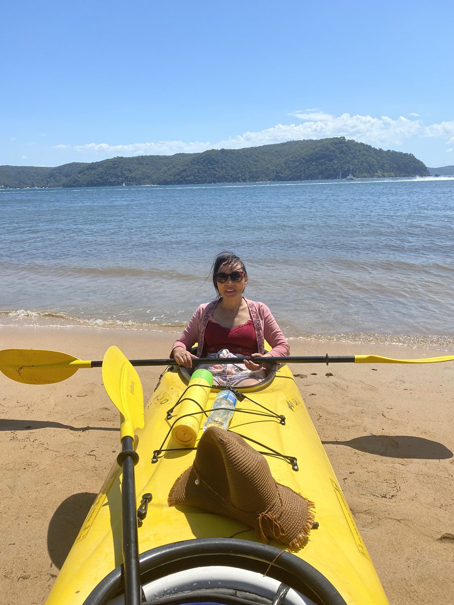 CatherineActive's tweet photo. Kayaking in Pittwater near Palm Beach. Paddling from 10am to 3:30pm. A medium sized water dragon paid us a visit when we were having lunch. It was wanting food from us. https://t.co/mcyoy6utQB