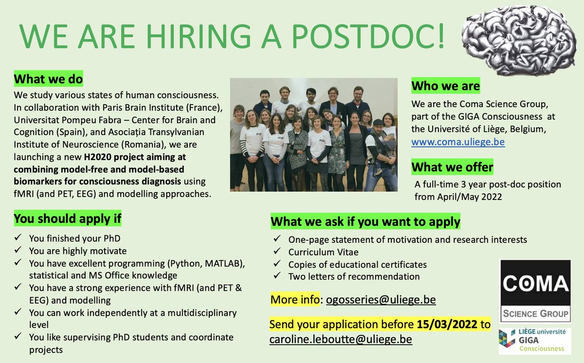 Coma Science Group (@coma_science) on Twitter photo Wanna join us? 🧠🤩🙌 Still a few more days to apply ‼️
<a href="/GIGA_ULiege/">GIGA-ULiège</a>
<a href="/ULiegeRecherche/">ULiège Research & Innovation</a> Wanna join us? 🧠🤩🙌 Still a few more days to apply ‼️
<a href="/GIGA_ULiege/">GIGA-ULiège</a>
<a href="/ULiegeRecherche/">ULiège Research & Innovation</a>