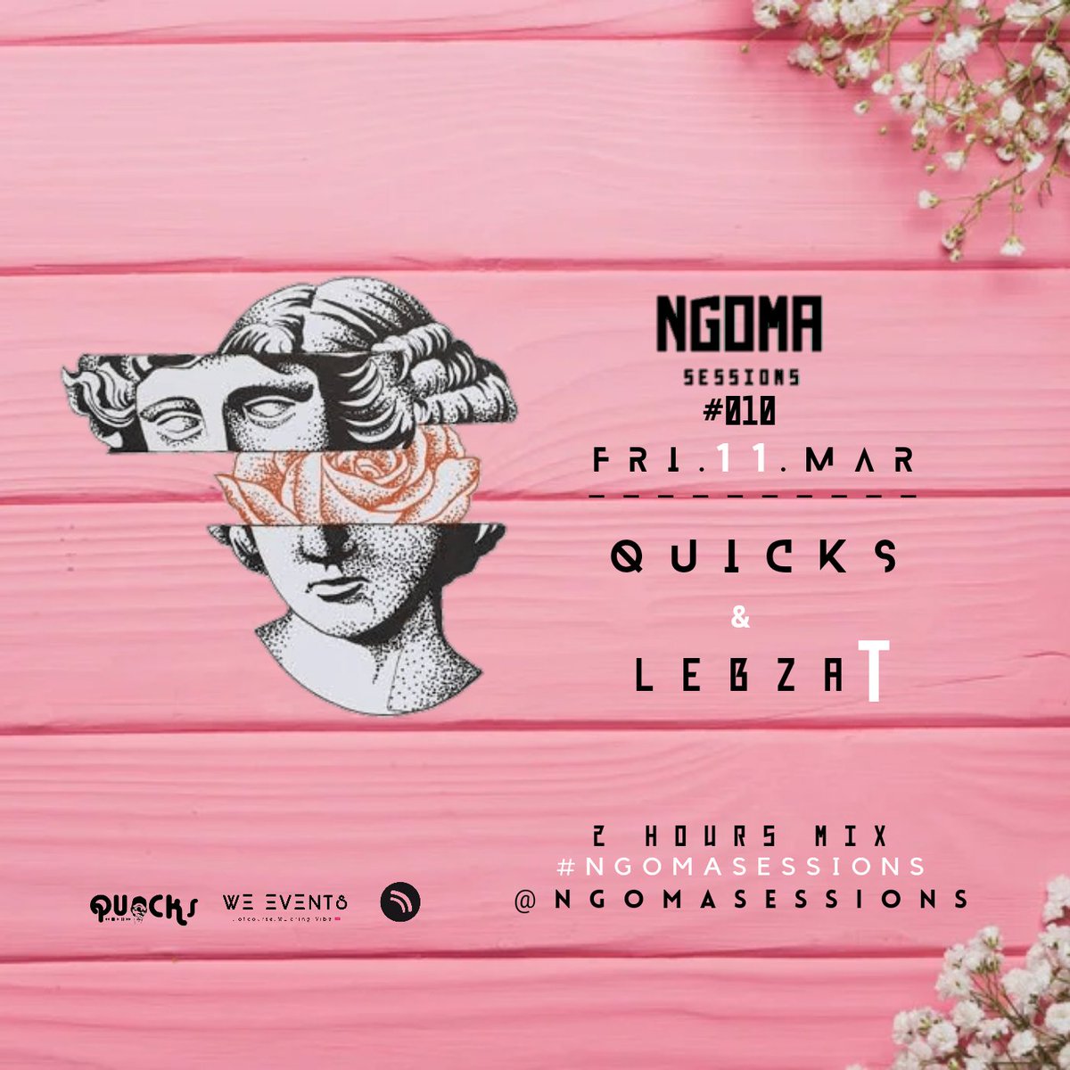 NgomaMixes's tweet photo. This coming Friday 11 March on Ngoma Sessions Episode #010 we have LebzaT  handling the Guest Mix and @realdjquicks  handling the Main Mix. If heat is what you're looking for, then you've got to listen to this Episode 🤌🏿🔥

#AfroHouse #AfroTech 🎶🎧🔥🔥🚀🙌🏿

@weevents_vibes https://t.co/B1CNCm8nCK