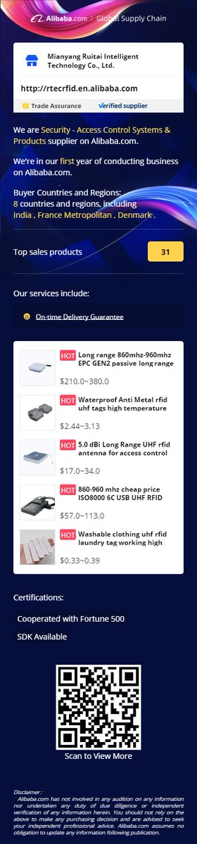 We are a Professional Chinese supplier specilizing in RFID solution. Welcome to our website. onetouch.alibaba.com/moBasedata/luy…