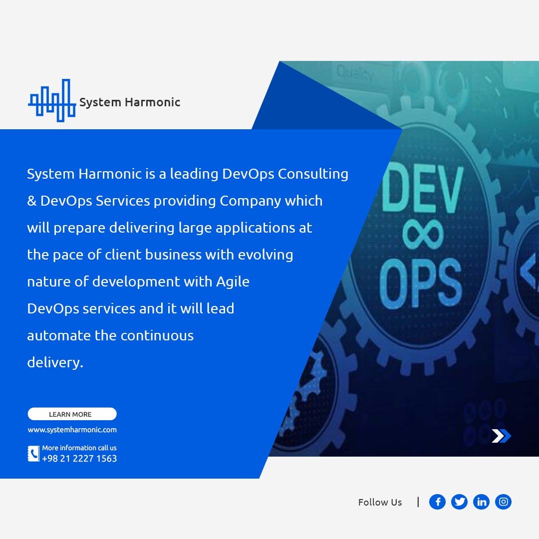 systemharmonic1's tweet photo. 🔹System Harmonic is a leading DevOps Consulting &amp; DevOps Services providing Company which will prepare delivering large applications at the pace of client business with evolving nature of development with Agile https://t.co/icgZlnZr0J