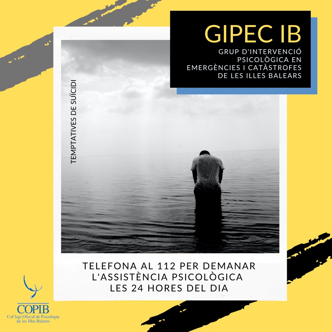 COPIB's tweet photo. GIPEC IB Per recuperar l'equilibri emocional després d'una situació de crisi, és important l'atenció psicològica dels primers moments.
#GIPECIB #COPIB #psicologiaiemergències #malesnotícies #suïcidi https://t.co/TxEX9qS770