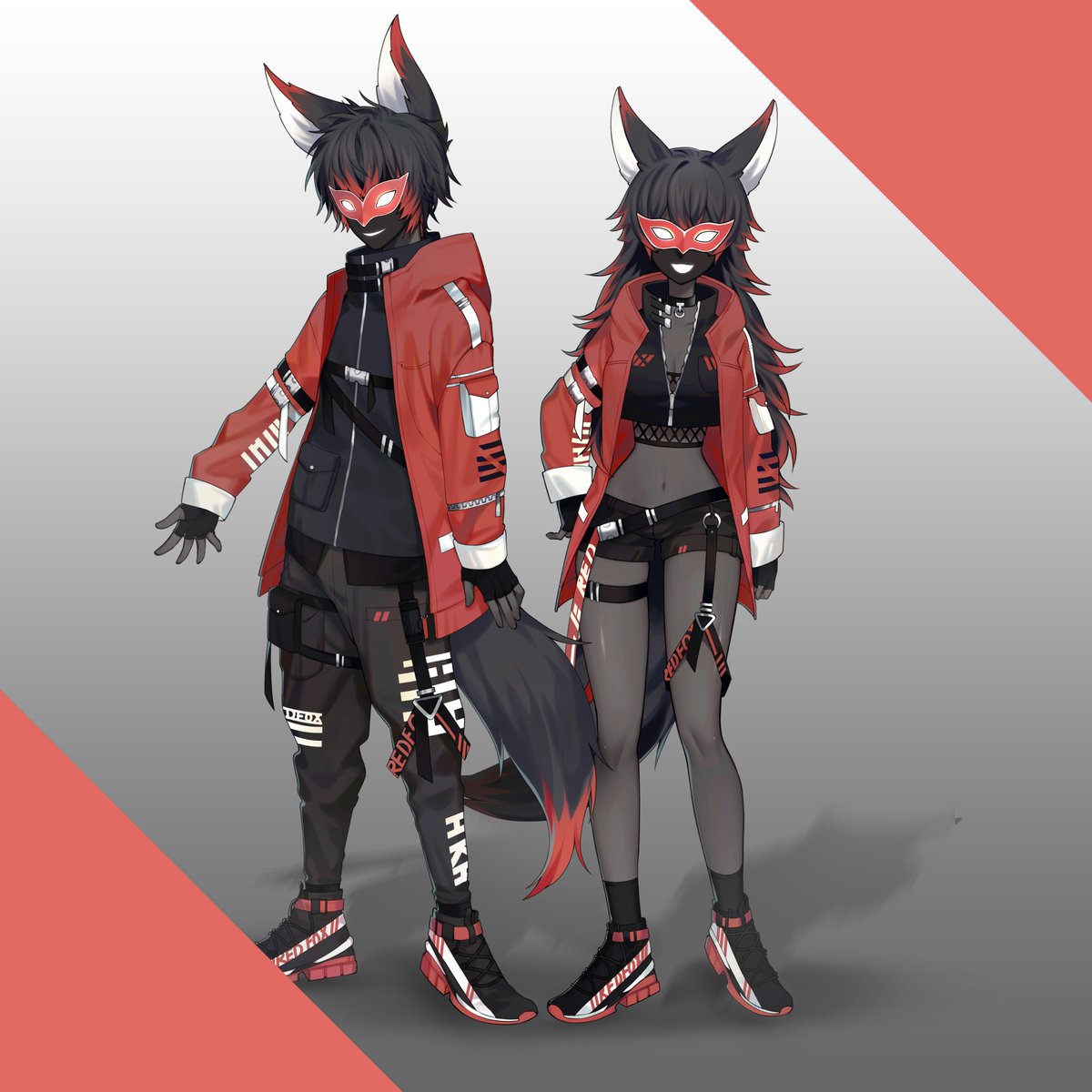RedfoxVt's tweet photo. Thought I would share this while it pours with rain outside! This was the initial concept @vkid_vq had made for me with @ahrgl64 before he made my body(s)!

As strange as it is, I love them because they're mine! #ENVtuber #VTuber #redillust https://t.co/apggEwPiZQ