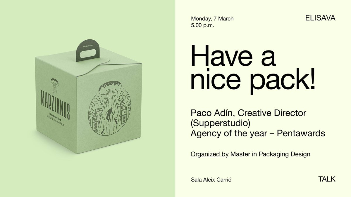 ElisavaPack's tweet photo. 📆 Hoy, lunes 7 de marzo, a las 17.00 horas: conferencia de Paco Adin, director creativo de @Supperstudio.
👉 Entrada libre en @ElisavaBCN, sala Alex Carriò o en streaming en https://t.co/T2RTXEPtKL 
🙌 Os esperamos! https://t.co/jS4wdwXvEg