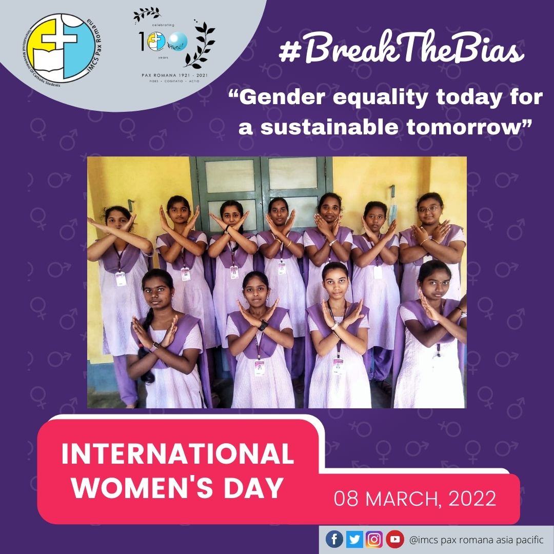 imcsprapc's tweet photo. #IMCSAsiaPacific invites you to get involved in #IWD2022: Gender equality today for a sustainable tomorrow and join the #BreakTheBias campaign by taking your picture and show your solidarity. Together we can forge women's equality. 
#imcsapcampaign #womenequality #sdg5 #AICUF https://t.co/9REyTe6zmb