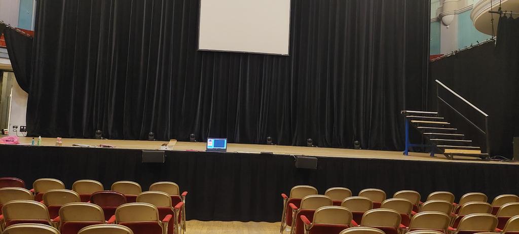 The stage is set at the Victoria Hall for Dance 22 'The Future is in your Hands' Great to be back post covid - looking forward to a fab performance! <a href="/FitzyFox/">Fitzy</a> <a href="/StokeSport/">Stoke School Sport</a> @StokeCEP