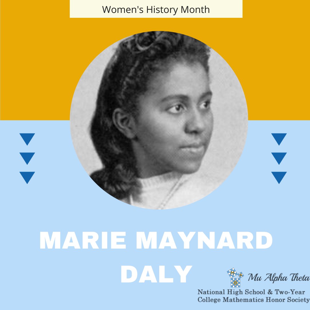 MATNatlOffice's tweet photo. #MathematicianMonday celebrates Marie Maynard Daly (1921- 2003). Daly was the first African-American woman in the United States to earn a Ph.D. in chemistry (awarded by Columbia University in 1947).
#WHM #WomensHistoryMonth #Steminist https://t.co/NBHVLv1bfG