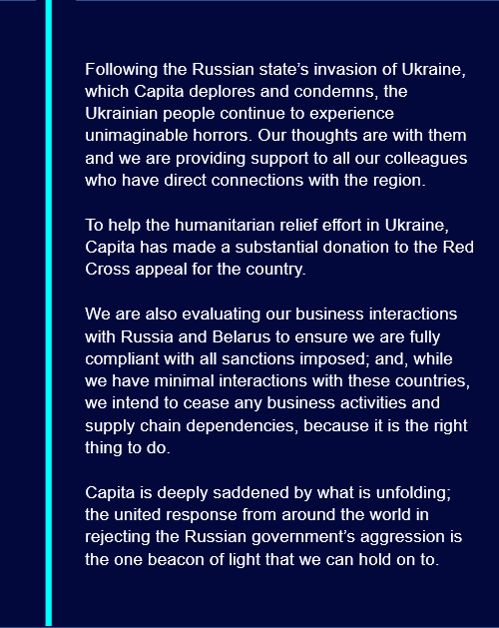 An update on Ukraine from Capita: bit.ly/3HLZAWT