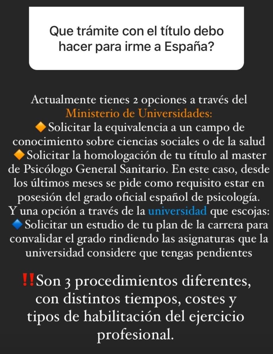 Psic_Migrantes's tweet photo. ¿Que trámite debo hacer con mí título para irme a España? #Homologacion #Equivalencia #Convalidacion https://t.co/frnIznNHGi