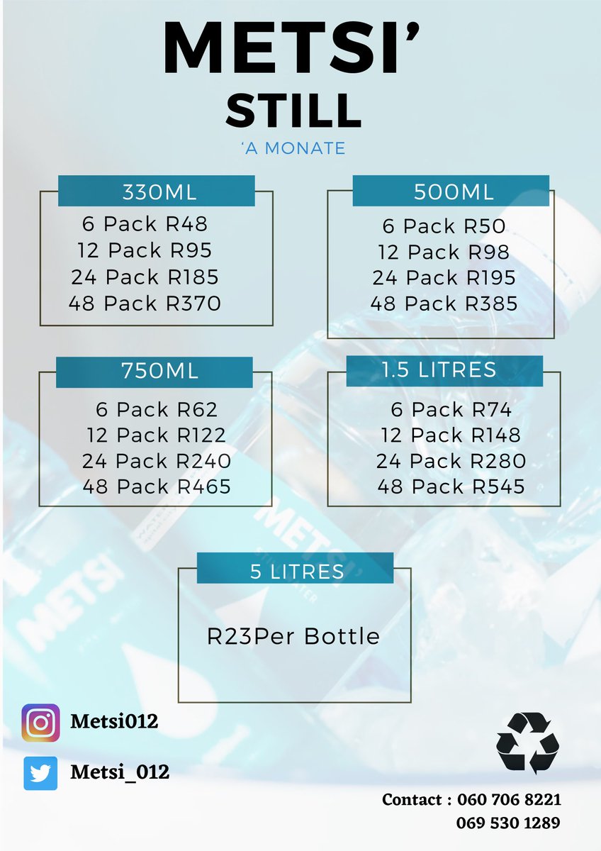 Fhulu_inc's tweet photo. METSI’ Packs available, Order yours and have it delivered 🚛📦

Stay Hydrated, Drink Metsi’💧 https://t.co/apu5DgiImG