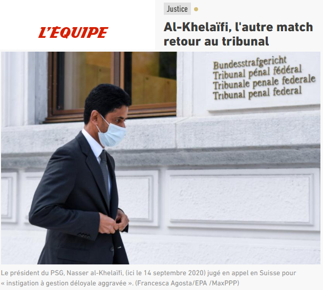 elchiringuitotv's tweet photo. ⚖️ JUICIO A AL-KHELAÏFI

🇨🇭 Este lunes arranca en Suiza la vista definitiva por "instigación a manejo desleal agravado".

📺 Se le acusa de ofrecer "ventajas indebidas" al nº2 de la FIFA para conceder derechos televisivos a su empresa.

vía L'Equipe https://t.co/cHjkbCzdWL
