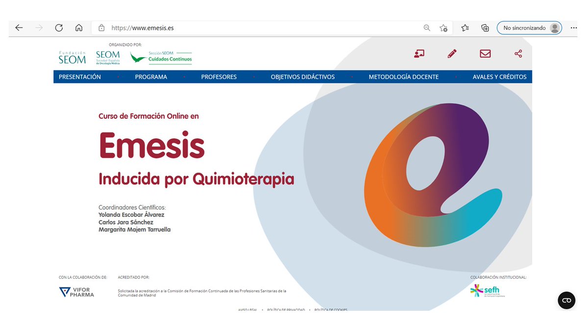 BoschBarrera's tweet photo. ¿Te apuntas a una #oncologia #sinvomitos? Aprende a controlar las nauseas y vómitos inducidos por la quimioterapia #NaVIQ. En este curso online puedes actualizarte en este tema. Inscripciones entre 1.3.22 al 17.4.22. @_SEOM https://t.co/Si743bRQeE https://t.co/SGYb56I37s
