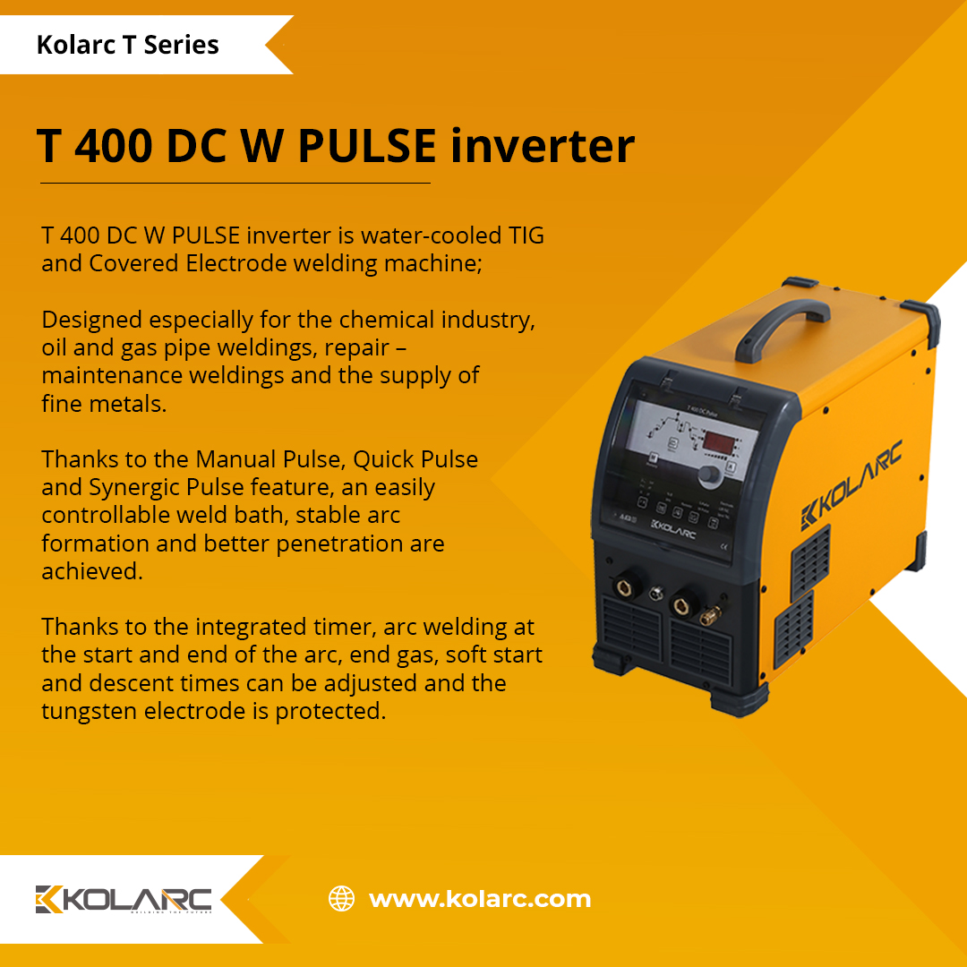 T 400 DC Pulse CEL inverter is TIG and Covered and Cellulosic Electrode welding machine

--------------
İletişim Bilgileri;
Adres: Alcı OSB Mah. 2014 Cad. NO: 8/1 Sincan/Ankara
Web sitemiz: kolarc.com
-----------
#kolarc #kolarcmakine #welderfabricator #weldernation