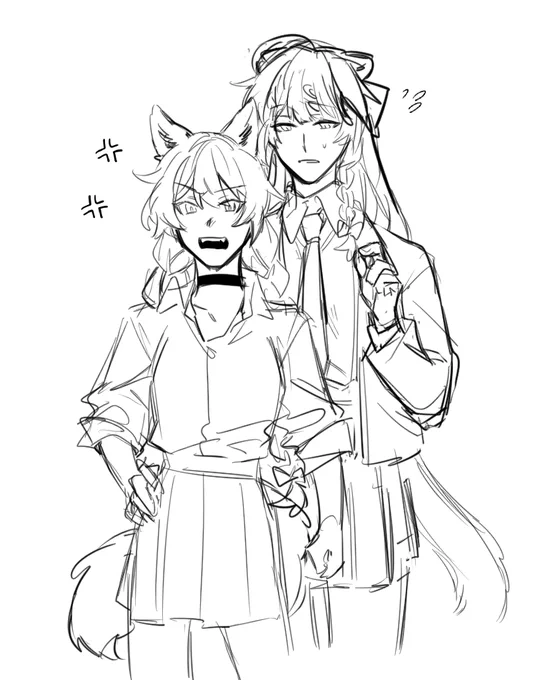 au where Kiana think Mei is just her little meow meow all the time (Mei is black panther Kiana is wolf)#Kiamei 