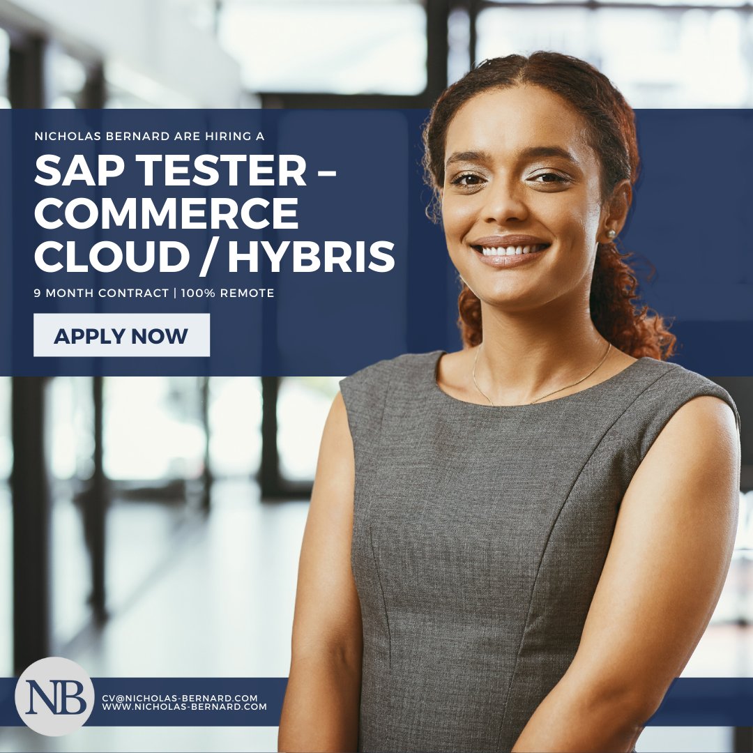 NB_SAP's tweet image. Nicholas Bernard Ltd are hiring a SAP tester for an initial 9 month contract that can be worked 100% remotely. Contact CV@nicholas-bernard.com to find out more.

#saptesting #saptester #qualityassurance #saphybris #sapcommerce