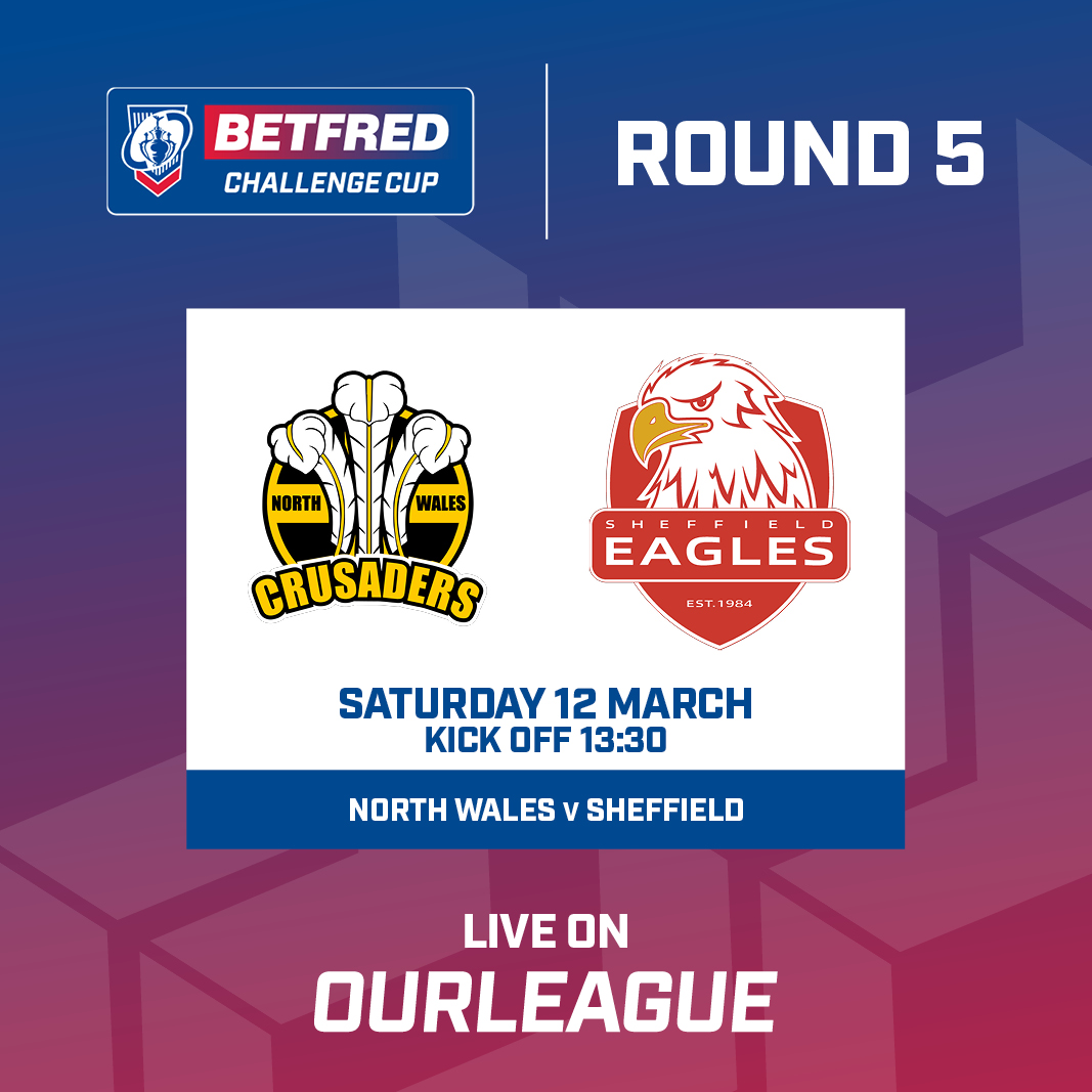 👀 A <a href="/Betfred/">Betfred</a> League One club looking for a Championship scalp in Round 5!

🏴󠁧󠁢󠁷󠁬󠁳󠁿 <a href="/NWCrusaders/">North Wales Crusaders</a> 🆚 <a href="/SheffieldEagles/">Sheffield Eagles</a> 🦅

🏆 <a href="/Betfred/">Betfred</a> #ChallengeCup