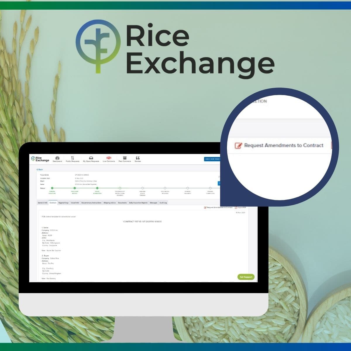Trades don’t always go according to plan. On Ricex  mutually-agreed changes to a contract are automatically written into the Gafta contract that is stored on the #blockchain-enabled platform. Steps taken to agree the contract amendment are logged in the #immutable audit log