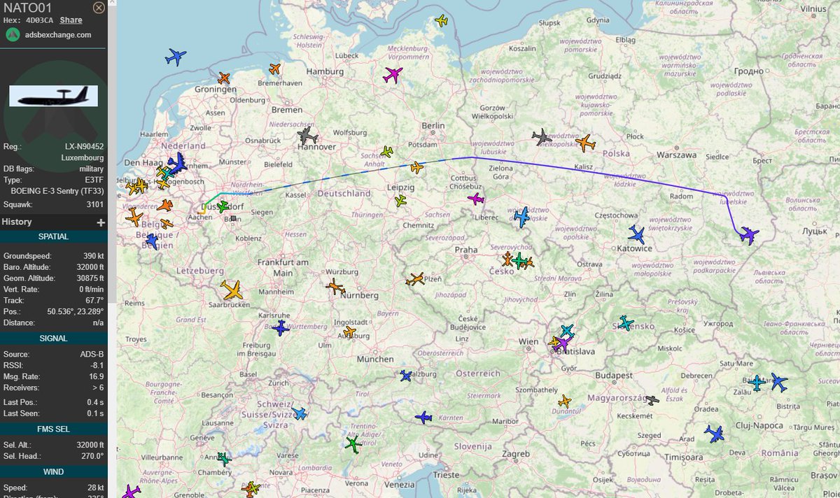mil_scan's tweet photo. We have an #awacs about #Poland near the #Ukraine  border 

🇪🇺 BOEING E-3 Sentry (TF33) callsign: NATO01

#NATO #UkraineRussianWar https://t.co/rgszaRVemH