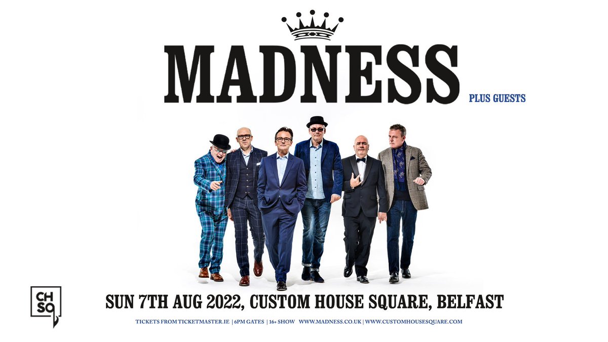 🚨 JUST ANNOUNCED 🚨

𝗠𝗔𝗗𝗡𝗘𝗦𝗦
<a href="/MadnessNews/">Madness</a> 

7th Aug 2022
<a href="/CHSqBelfast/">CHSq Belfast</a> 
 
🔃RT for a chance to WIN tickets🔃

Tickets on sale this Fri 10am from Ticketmaster.ie