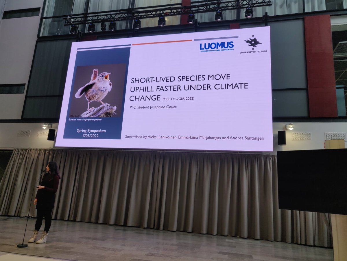 springsymposium's tweet photo. #bird communities in Northern #Europe are moving along altitudinal gradients due to #climatechange, with larger shifts where there is a higher #altitudinal range. @CouetJosephine #SpringS22 https://t.co/27Ge34yAz0