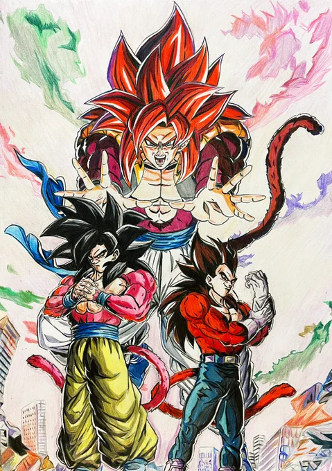 終わりました😊
#ドラゴンボールGT
#ドッカンバトル
#ゴジータ4 
#色鉛筆
#模写 