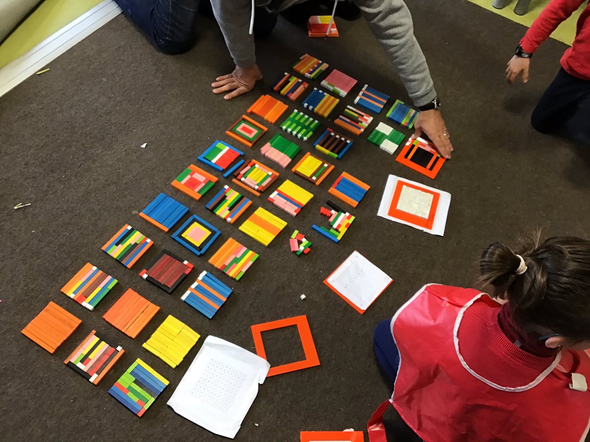 Just visited the kindergarten class, where the students are making lots of ‘hundreds’ 
#CuisenaireRods