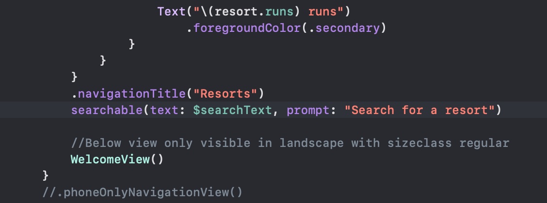 ronandevwork's tweet photo. Also, I'm a little worried the below compiled without a dot in front of 'searchable'. The app was freezing when launched and it took a while to find the issue! Anybody any idea why that should still compile? https://t.co/RUBHGcwJc9