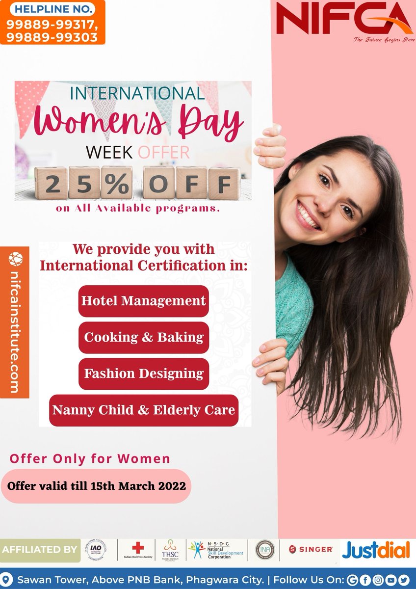 NIFCA1's tweet photo. Start this special International Women's Day with a promise to never undermine a women and treat every women with respect!!! Happy International Women's Day to you all!!
#womensday2022 #internationalwomensday #nifca2022 #nifcainstitutephagwara #Nifcainstitute #hotelmanagement https://t.co/rzYMjJhgWY
