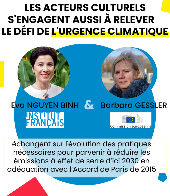 SYNDEAC's tweet photo. WEBINAIRE sur la transition écologique dans le secteur culturel
📅 : Mercredi 09 mars de 14h à 18h
🔗 https://t.co/yZ2md5X5ek
#WhereToLand
Parmi les intervenants, Eva NGUYEN BINH, présidente de l’Institut français et Barbara GESSLER, chef d'unité EAC Commission européenne https://t.co/DQRQmz0z2C
