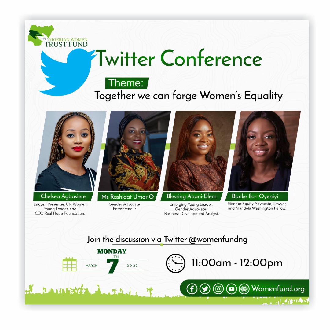 womenfundng's tweet photo. Join the conversation to celebrate the I #IWD2022 , highlighting women struggles and successes  in breaking the barriers to gender inclusion as we start in the next 10 minutes
@ccagbasiere_esq @abani_blessing @RashAliy @IloriAgain #IWD2022 #breakthebias @mufuliatfijabi https://t.co/0vz8CDCZR7