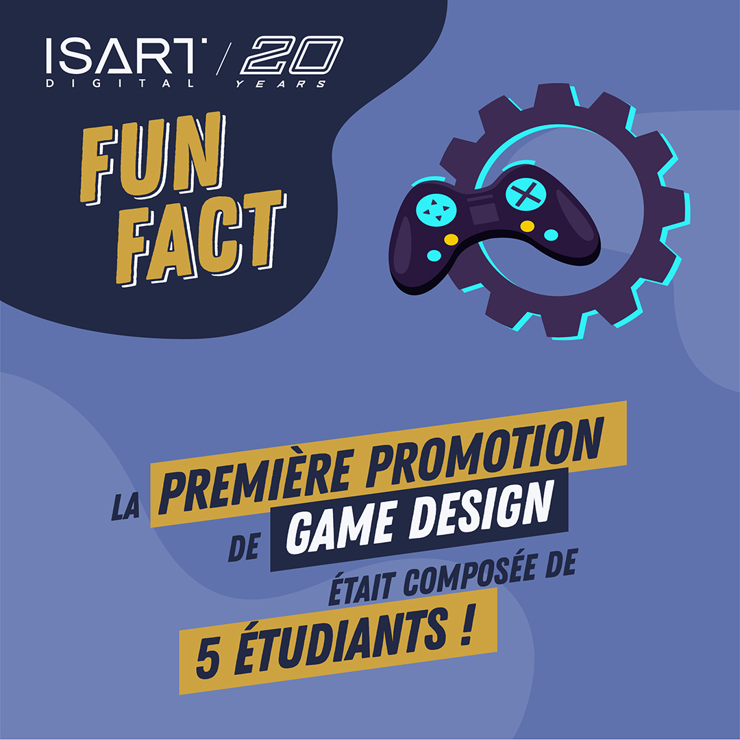 isartdigital's tweet photo. Chaque mois, le #FunFactISART vous dévoile une anecdote marquante ou insolite sur les 20 ans de l’école ! 🗯️
👉 La première promotion de Game Design était composée de 5 étudiants ! https://t.co/cJcpEJ2J0z