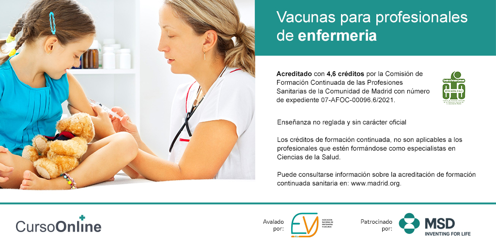 msd_es's tweet photo. 💉🔊 3ª edición del curso “Vacunas para profesionales de enfermería”, disponible hasta el 27 de abril de 2022. Mejore sus aptitudes en el campo de las vacunas 💉
Acceda ya 👉https://t.co/EWK5w0HVZh
@enfermeriayvacu #vactodate #enfermería https://t.co/WxNOdfYMWy