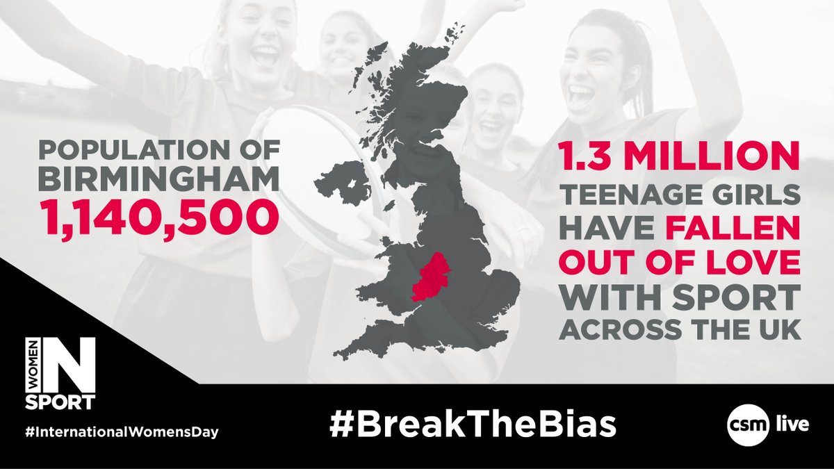 New research by Women In Sport has found that more than one million teenage girls who once considered themselves sporty are disengaged from sport following primary school.  #IWD #BreakTheBias

See our report here ow.ly/n8rH50I90RN <a href="/Sport_England/">Sport England</a> @CSM_Live