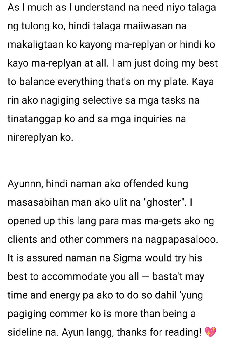 📈 not a vent, but a noticeee

I felt na I should tweet this para mas maintindihan ako ng mga nag-iinquire sakinnn, kaya I'll release this statement na 🤗