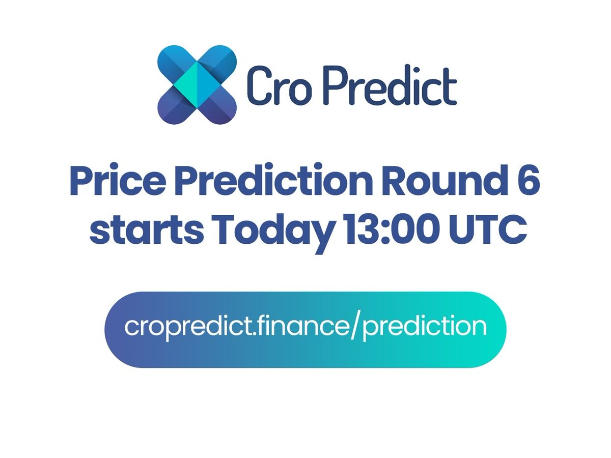 Price Prediction Round 6 starts Today 13:00 UTC to 14:00 UTC!

Predict with 100 $CRP to continue earning from the Prediction Pools.

The Sports Prediction contract is ready, we are testing and finishing up the front-end. Full announcement will be made soon.
#CRO #crofam #CRONOS