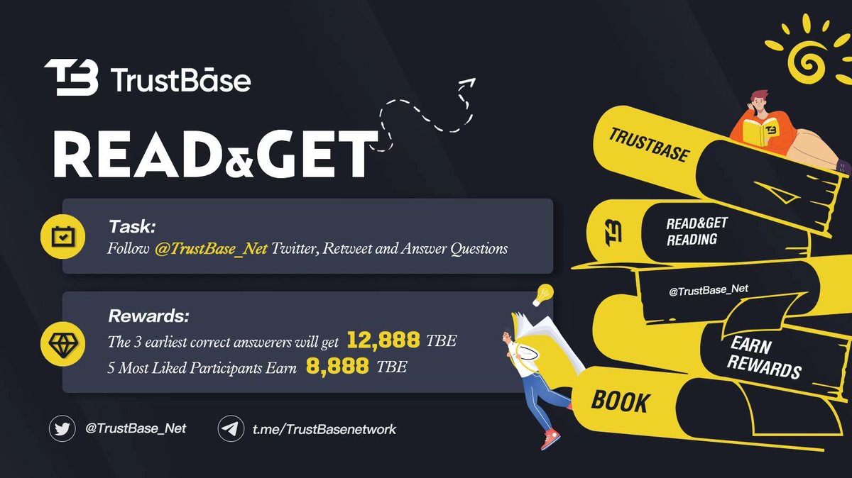 Check the Yellow Paper and answer before 20:00 (SGT) on March 9th, “If a user wants to obtain the corresponding Token through the NFT they hold, what are the two ways to obtain it?” Lucky users will receive TBE rewards! 
#TBE #TrustBase
