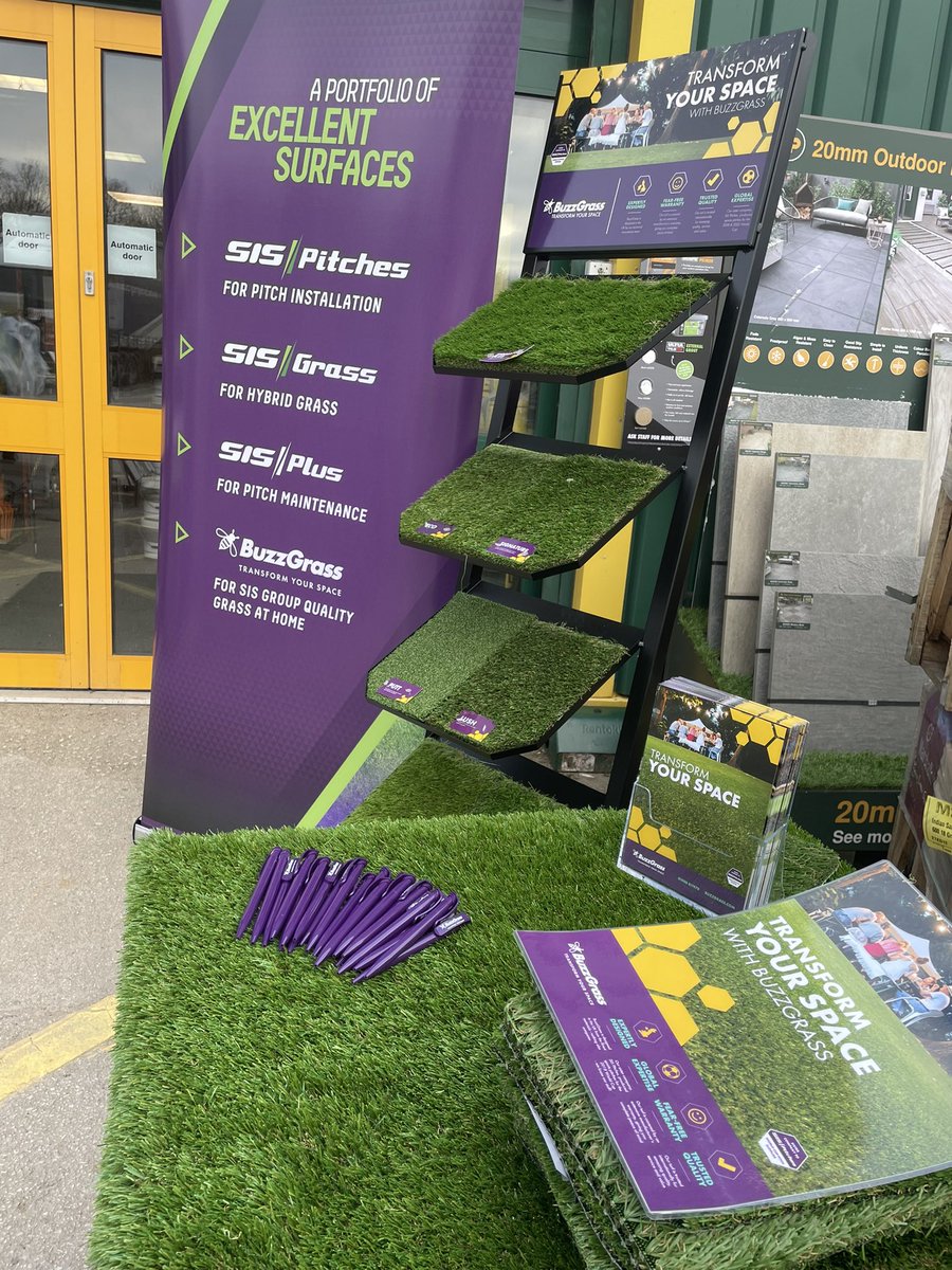 SISPitches's tweet photo. BuzzGrass are @TravisPerkinsCo, Warrington today to showcase their artificial grass #artificialgrass #buzzgrass #transformyourspace https://t.co/gGMZweSClQ
