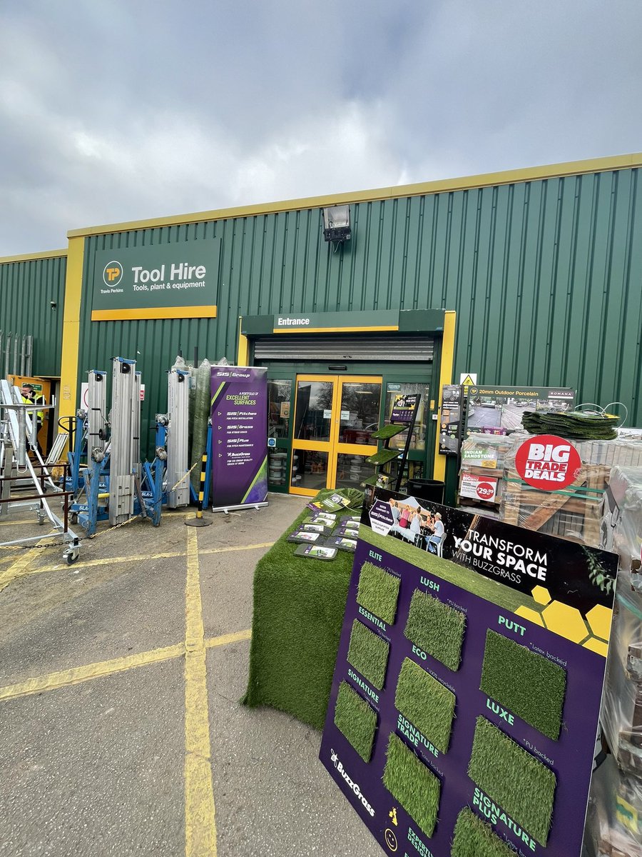 SISPitches's tweet photo. BuzzGrass are @TravisPerkinsCo, Warrington today to showcase their artificial grass #artificialgrass #buzzgrass #transformyourspace https://t.co/gGMZweSClQ