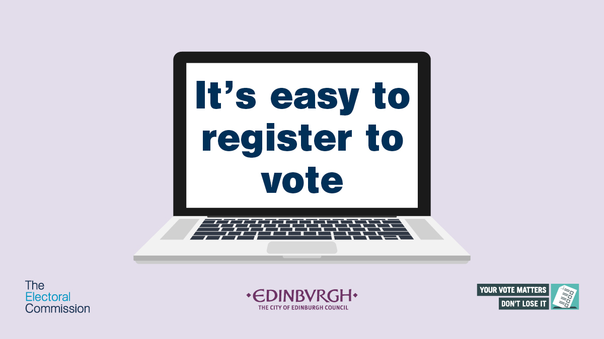 Edinburgh_CC's tweet photo. Did you know the local Council elections are in May? 
To be able to vote in it you need to be aged 16 or over by 5 May and registered to vote. Register to vote now https://t.co/dGFFv180rU 
#YourVoteMatters https://t.co/45LaPfe4ym
