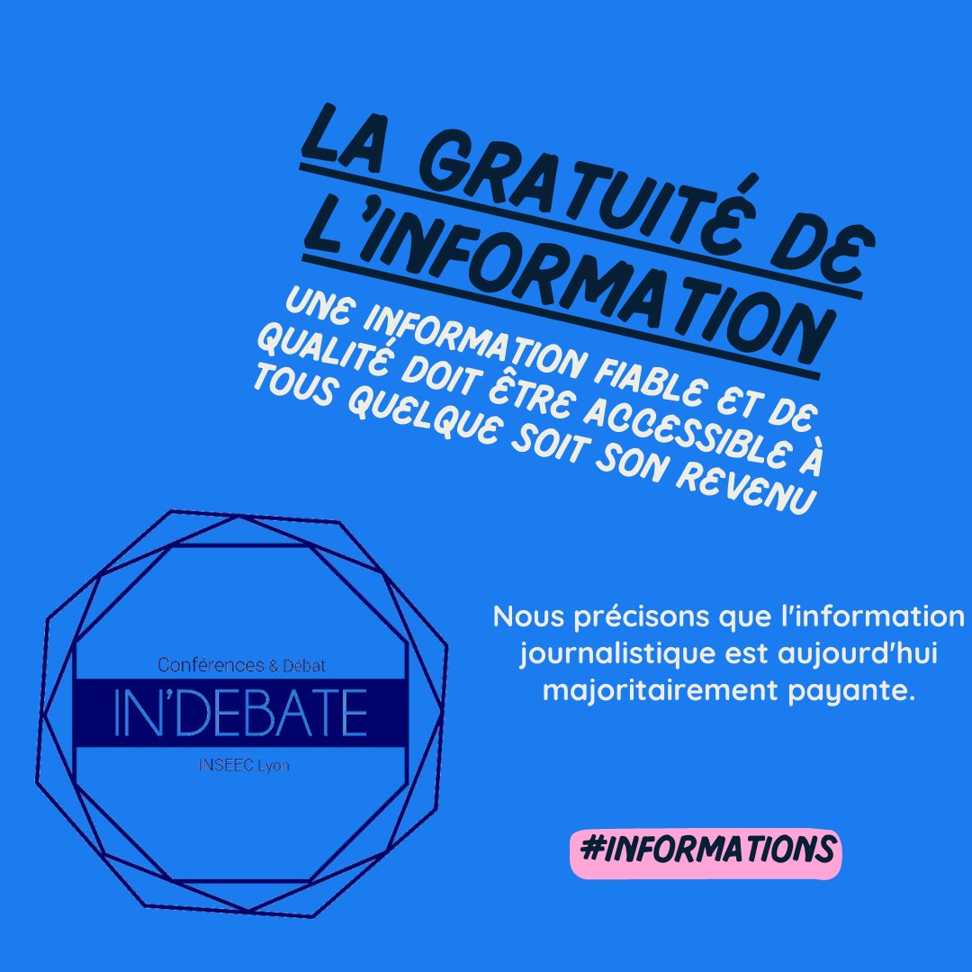 in__debate's tweet photo. La gratuité de l'information en France

 In’Debate pense que l’information de qualité et objective doit être à la portée de tous

#information #qualité #débat #chercheur #journal #indebate #écoledecommerce #association #étudiant #workinprogress https://t.co/yCo38yotdh
