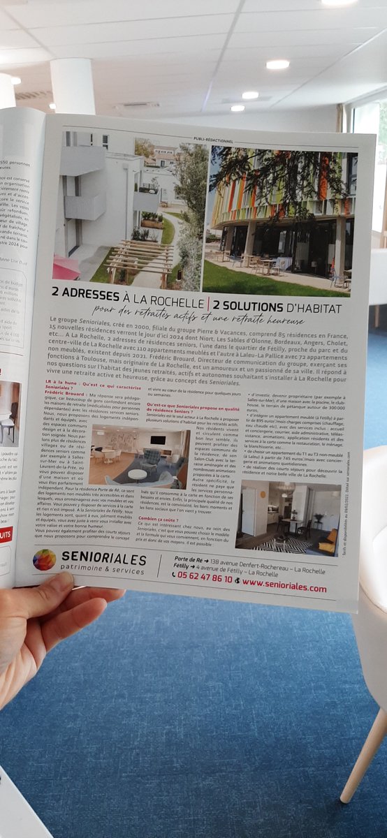 📰Notre Résidence <a href="/SenLaRochellePR/">Senioriales de La Rochelle Porte de Ré</a> est en 3ème page du journal "LR à la Hune"! Merci à <a href="/BrouardFred/">Frédéric Brouard</a> notre directeur marketing et communication d'avoir répondu aux questions du journaliste! 🗞️